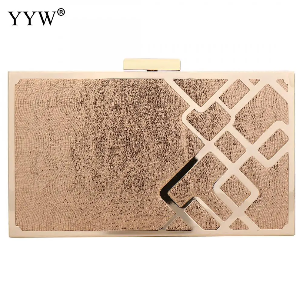 Flannelette Green Clutch Wedding Women Box Bag Gold Chain Geometric Zinc Alloy Christmas Evening Bags Female Party Clutch Gold - Цвет: gold