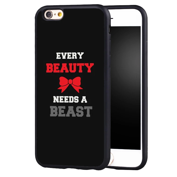 Beauty Beast Matching Couple Lover BFF Black Full Protective case Cover For iPhone X 8 7 7Plus 6 6S Plus 5 5S 5C SE |