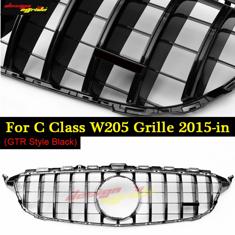 W205 GT R решетка ABS Глянец черная сетка без камеры c класс Спорт C180 C200 C250 C300 передний