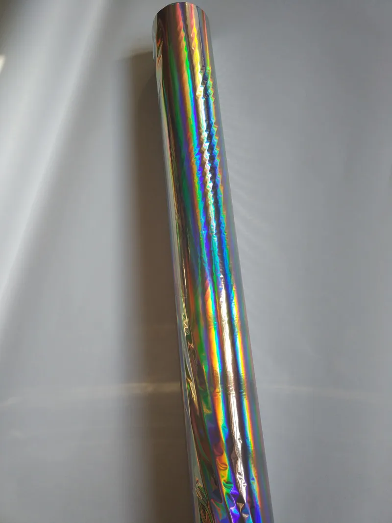 Plain holographic foil silver color rainbow light  hot press on paper or plastic or textile 64cm x 120m stamping foil