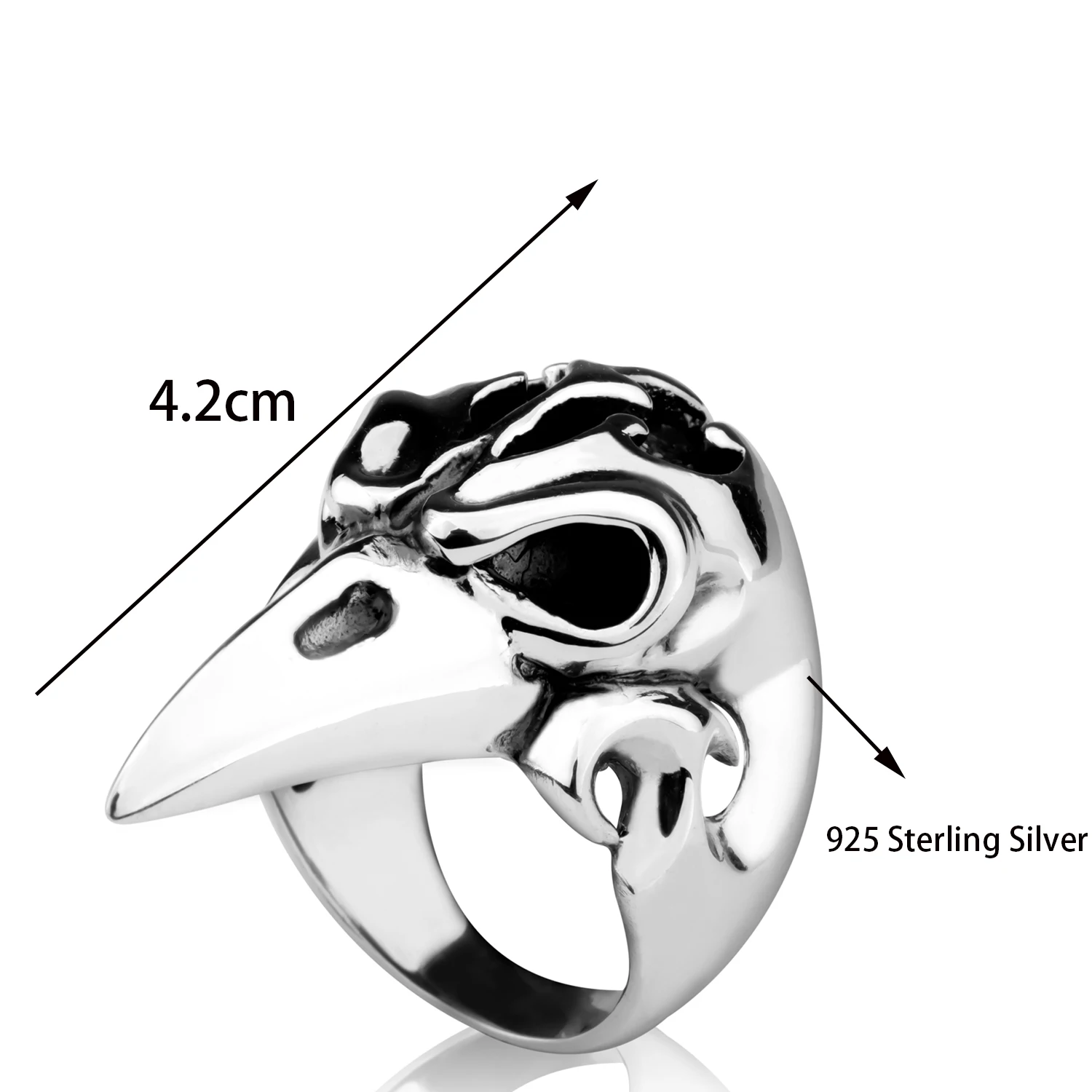 MetJakt Hyperbole властительное кольцо с головой орла однотонное блестящее серебряное