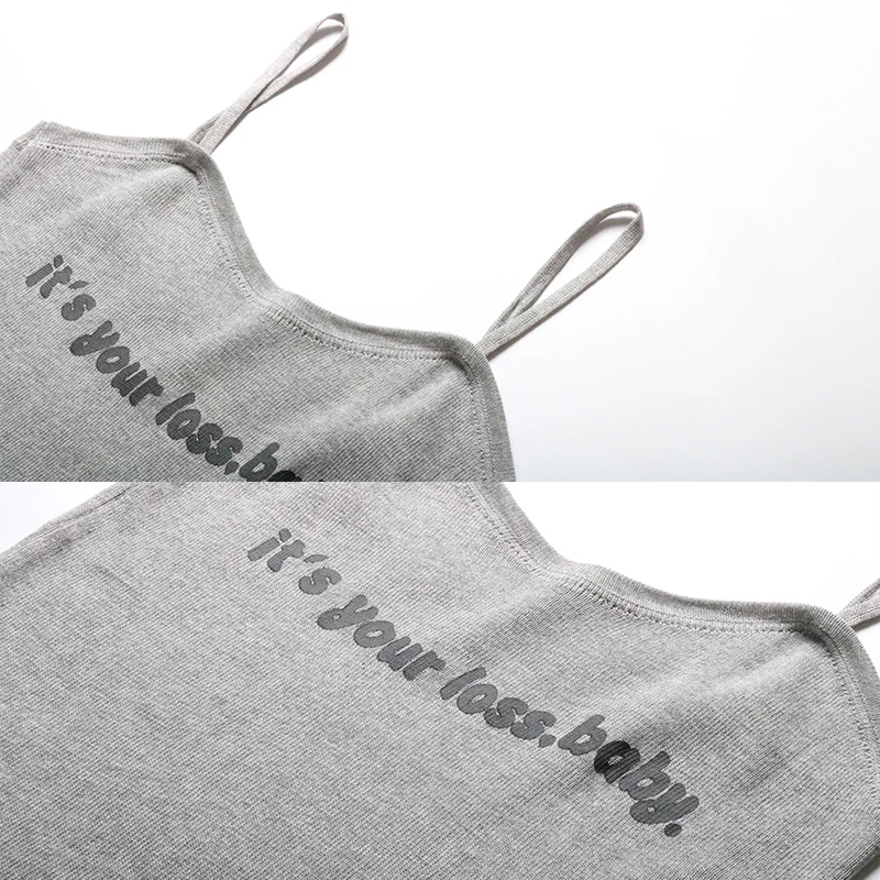 Трикотажная майка без рукавов с буквенным принтом для женщин 2019 летний короткий