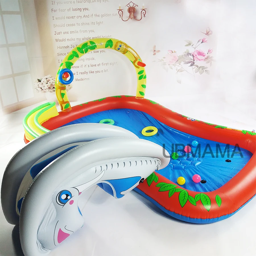 Детский надувной бассейн Piscina пластиковый для улицы горки арки с распылителем