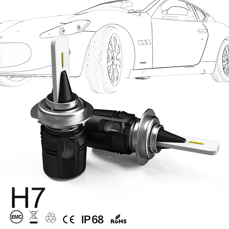 Xenplus 2 шт. мини H7 светодиодный H4 авто фары H11 9005 H3 H1 9004 H13 9007 D2 D4 со светодиодными кристаллами для 7200LM машинка для стрижки 48 Вт светодиодный свет для автомобиля B6 Turbo Вентилятор