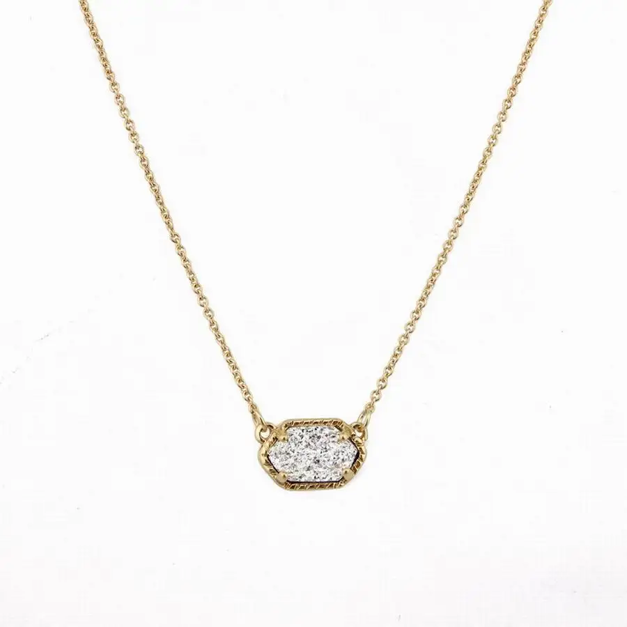 Модный Овальный чокер с друзой ожерелье кулоном для женщин Кулон из кварца Лидер