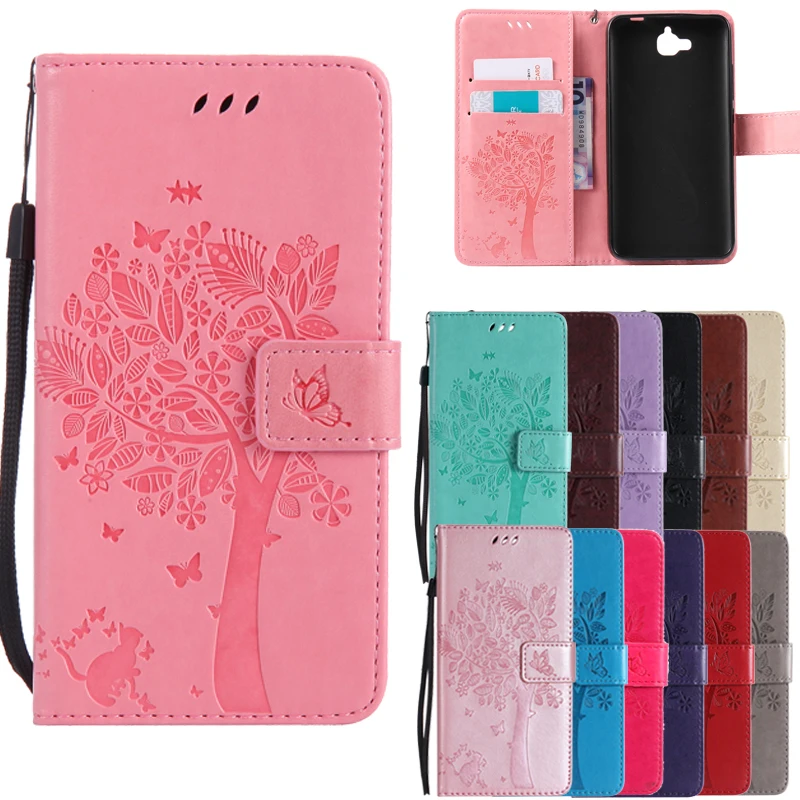 Чехлы для Coques HUAWEI Y6 Pro /enjoy 5 Кожаные чехлы книжки с бумажником Huawei Honor 4C сумки