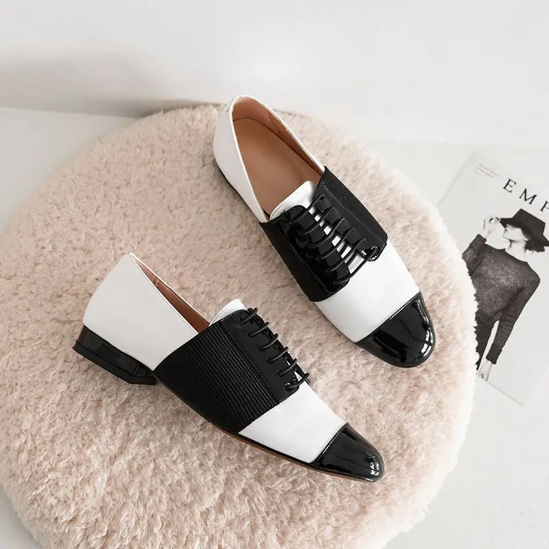 Женские туфли на низком каблуке ALLBITEFO натуральная кожа удобная офисная обувь для