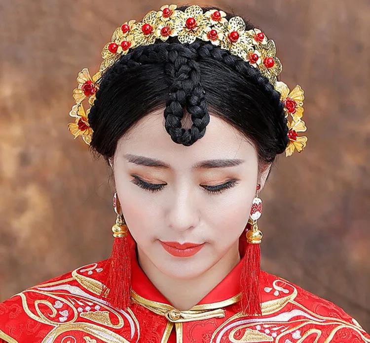 HIMSTORY новый красивый цветочный костюм невесты китайский стиль золотой гребень