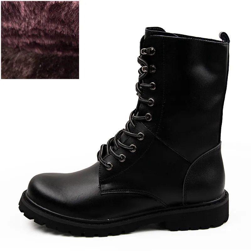 black with fur KOZLOV/мужские тактические военные ботинки для пустыни; Мужская Рабочая безопасная обувь; армейские ботинки; военные тактические ботинки; Zapatos; армейские ботинки - Цвет: black with fur