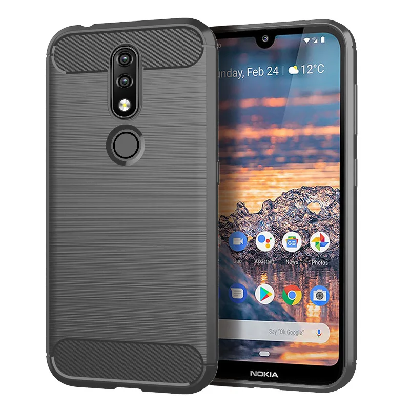 Для Nokia 4 2 мягкий силиконовый матовый чехол из углеродного волокна для Прочный