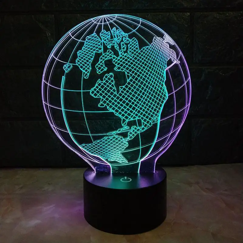 Классический 3d светодиодный ночник USB Earth креативный семицветный сенсорный ТВ