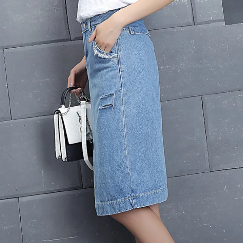 PLAMTEE высокая Талия Джинсовая юбка Для женщин посылка бедра линии Saia джинсы Feminino