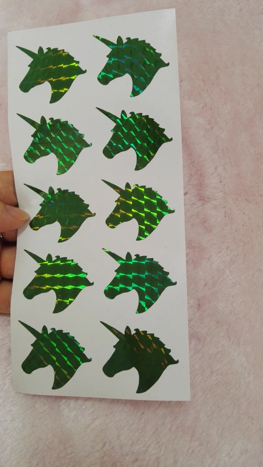 Зеленая голографическая наклейка единорога 3 8x3 см|label label|label stickerlabel m |