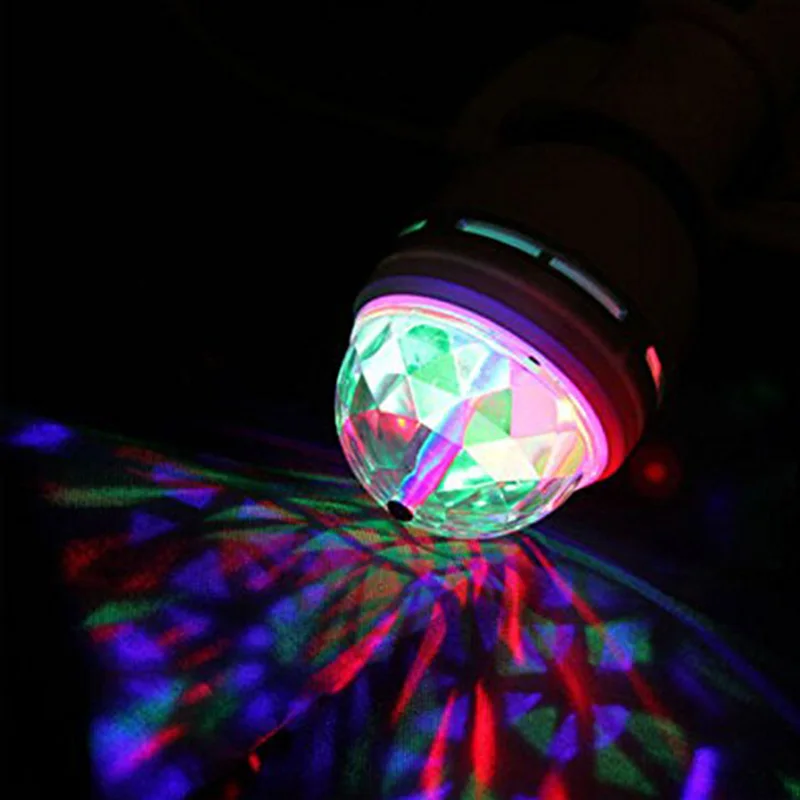 Вращающийся сценический светильник RGB Кристалл светодиодный шар лампы E27 Светодиодный светильник База держатель стробоскоп DJ светильник Ночной светильник s для праздничного бара домашний декор