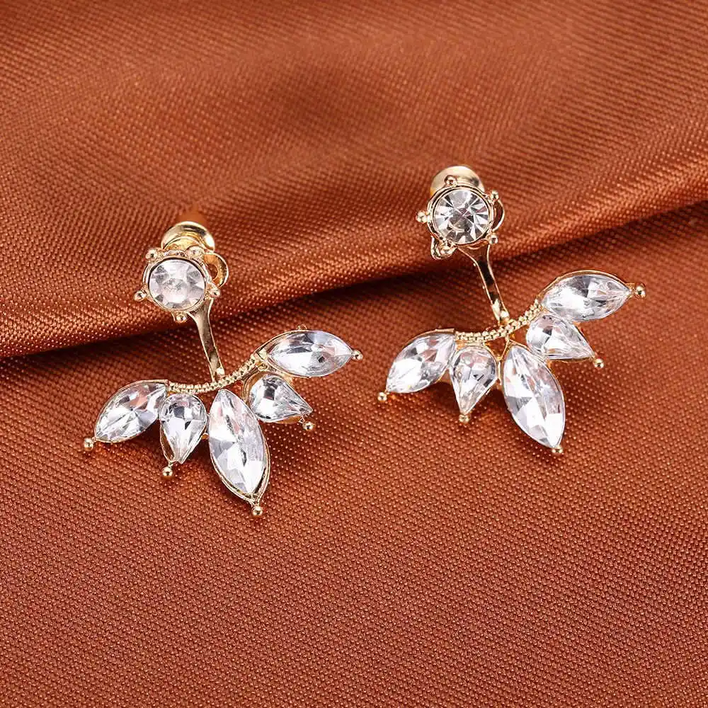 Gold color Корейские ювелирные изделия циркон Жемчуг Сердце Кристалл цветок Крылья ангела серьги-гвоздики геометрической формы для женщин массивные ювелирные изделия для ушей - Окраска металла: Gold color