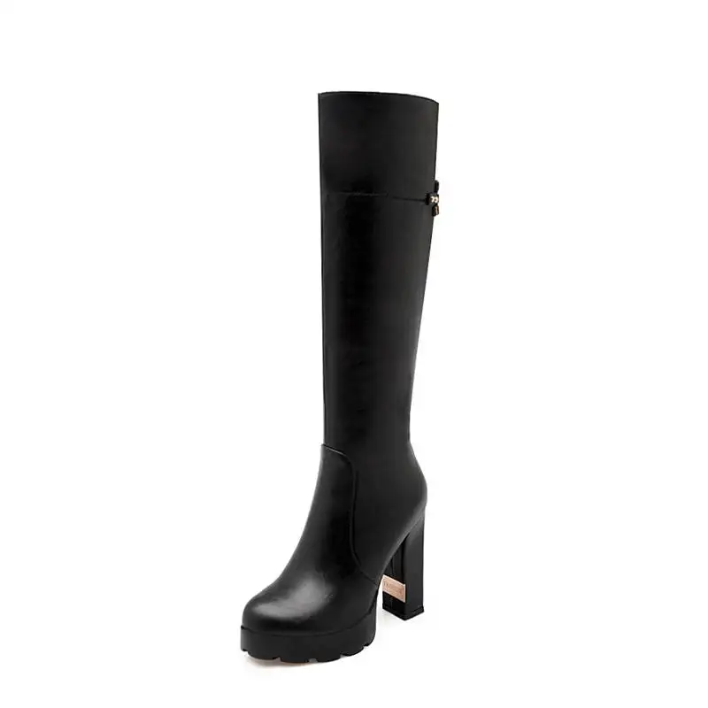MORAZORA new arrival boots women round toe platform shoes zipper rivet knee high boots sexy high heels party wedding shoes