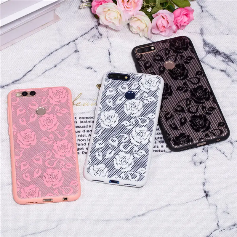 Floral Lace Mandala Case For Huawei Honor 7C Hard PC+TPU Silicone Phone 7 C AUM-L41 Honor7C 5.7 |