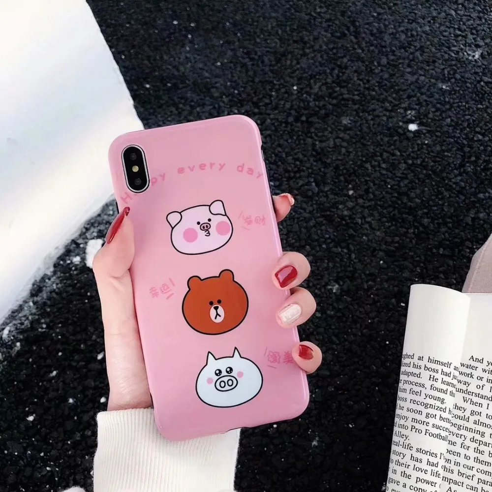 Для iPhone 6 6S 7 8 плюс XR чехол для телефона 3D Роскошные Носки с рисунком медведя из
