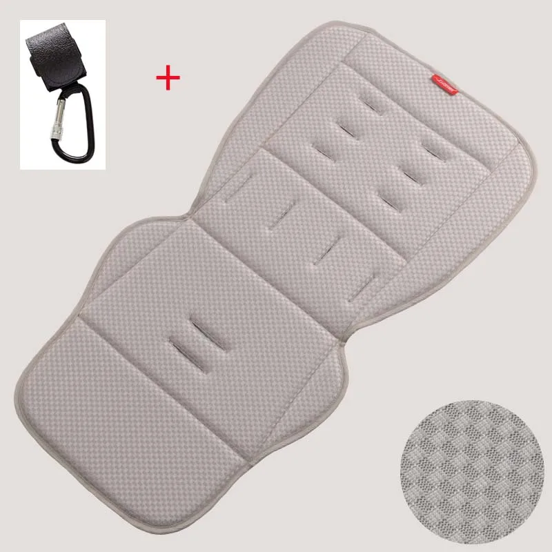 Light grey and hook Аксессуары для детской коляски, подушка для сиденья, мягкая подушка для коляски, универсальная подкладка для сиденья, крючок для коляски на четыре сезона - Цвет: Light grey and hook