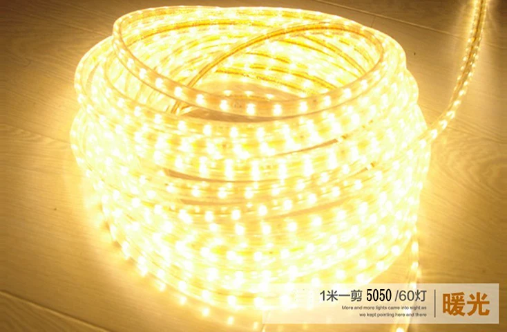 

Super bright 5050 LED strip110V- 120V high voltage Warm White Tube type Waterproof flexible SMD led strip 60leds/M