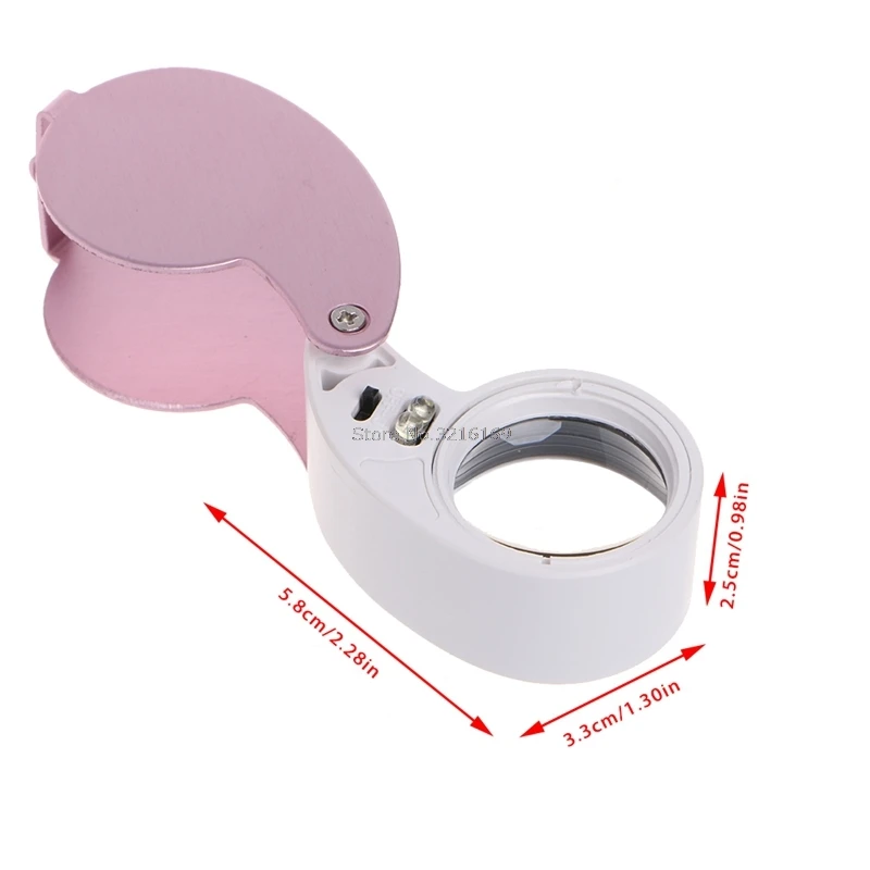 For 40X 25mm Glass Magnifying Magnifier Len Jeweler Eye Jewelry Loupe With LED Light Promotion | Инструменты