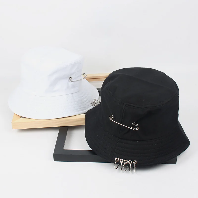 

2020 Cool Unisex Iron Ring Folding Fisherman Hats Bucket Hat Hunting Fishing Outdoor Cap Hat Street Hip Hop Dancer Hat