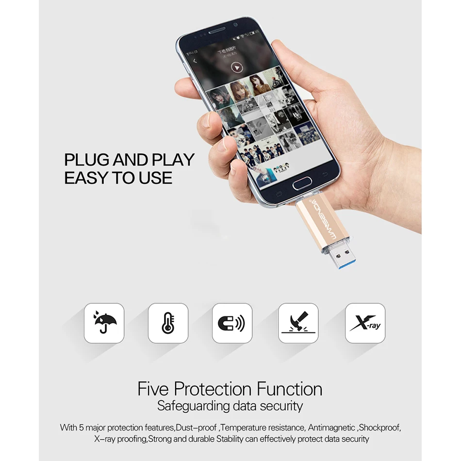 Usb флеш накопители Wansenda OTG usb3.0 и type c 16 ГБ 32 64 Гб 128 256 pendrives dual pen drive для системы android