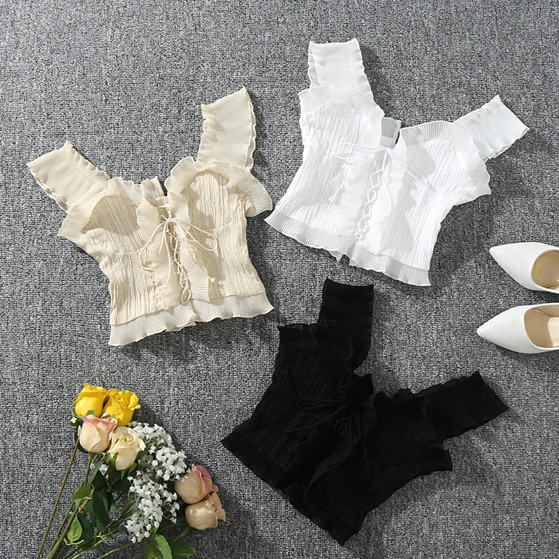

Shintimes 2020 New Summer Autumn Bustier White Black Tank Top Female Sexy Bandage Sleeveless Crop Top Zipper Woman Clothes