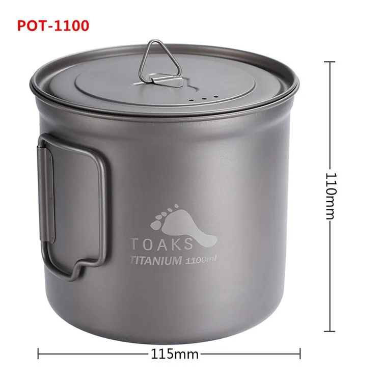POT-1100 TOAKS открытый Пеший туризм кемпинг стол для пикника Титан горшок кружка чаша 3 in1 легкий туристическое снаряжение 550/750/11001300/1600 мл - Цвет: POT-1100