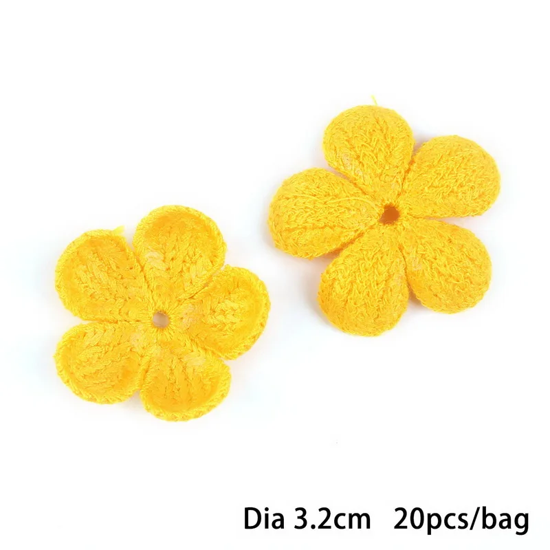 Yellow 20 шт., маленькие шерстяные цветы, ручная работа, волнистая Цветочная головка, свадебное украшение, 25 мм/32 мм, сделай сам, скрапбукинг, ремесло, искусственный цветок из ткани - Цвет: Yellow