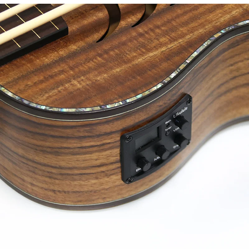 Электрическая твердая Акация укулеле бас Fretless 30 дюймов гитара 4 струны мини УКУ
