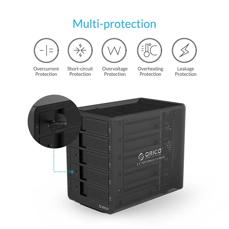 ORICO инструмент Бесплатная Алюминий USB 3.0 5bay 3.5 дюймов жесткого диска SATA HDD