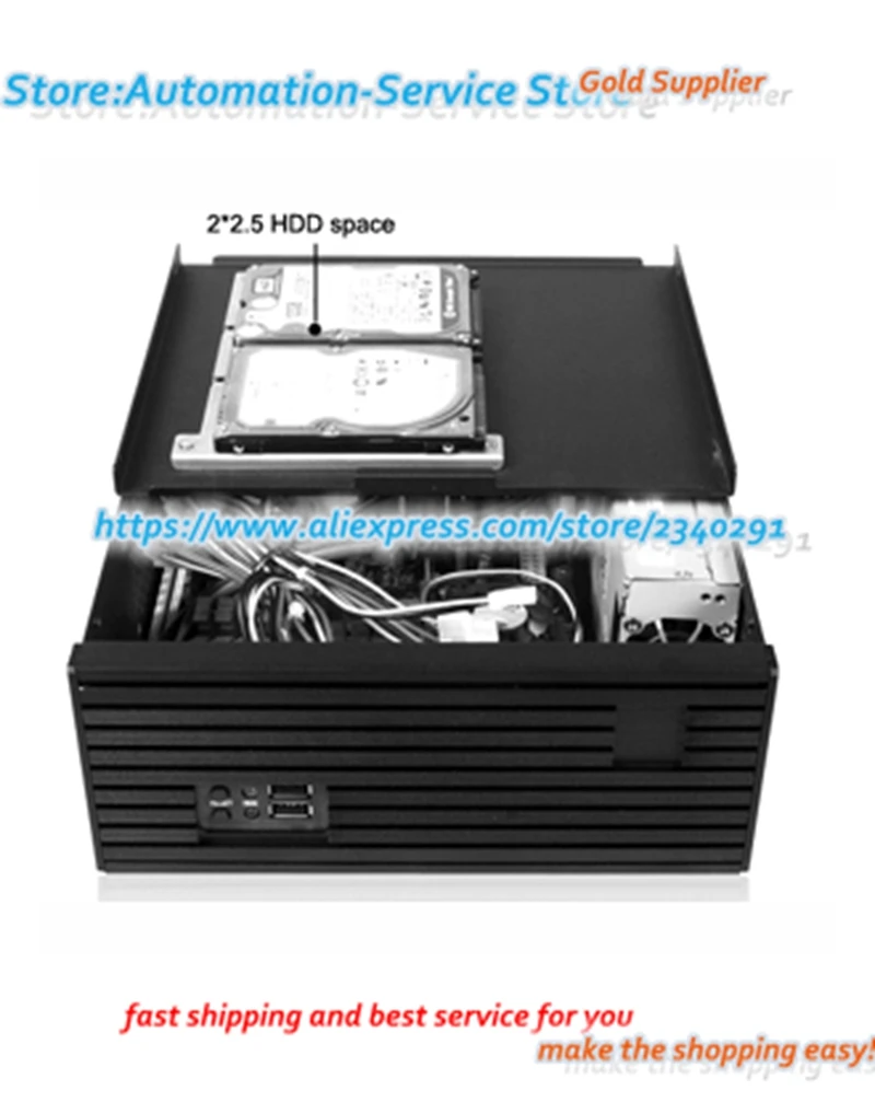 Ультра короткое 2U серверное шасси нестандартное встроенное мини ITX алюминиевая