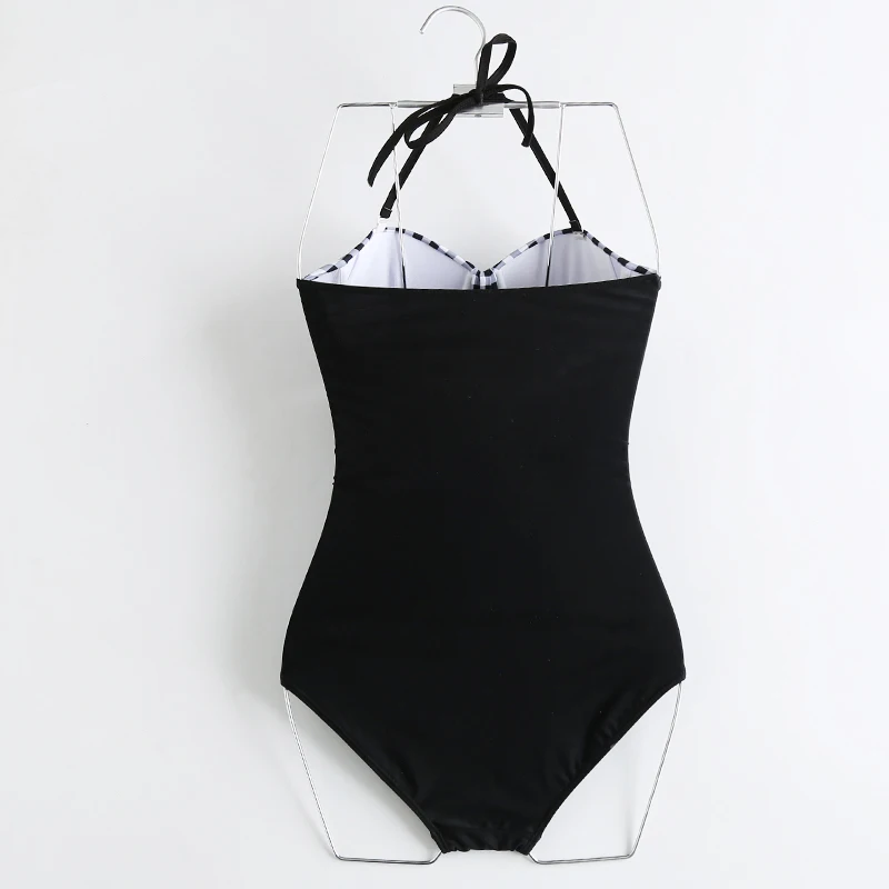 Горячая распродажа женский черный цельный купальный костюм бандо Пуш-Ап