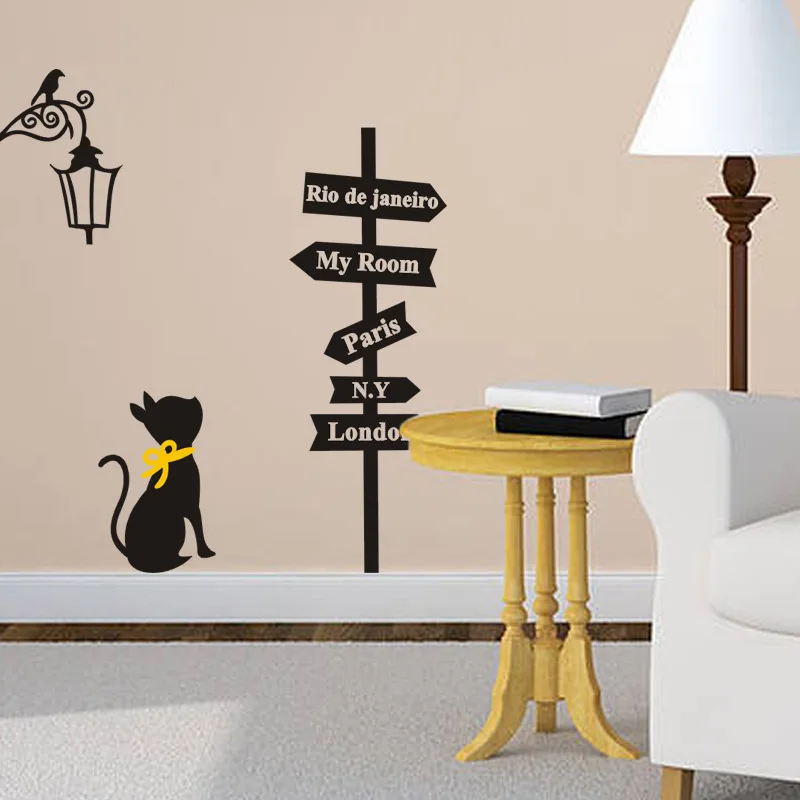 Фотообои с надписью Кот под лампой|home decor|wall stickerwall sticker cat |