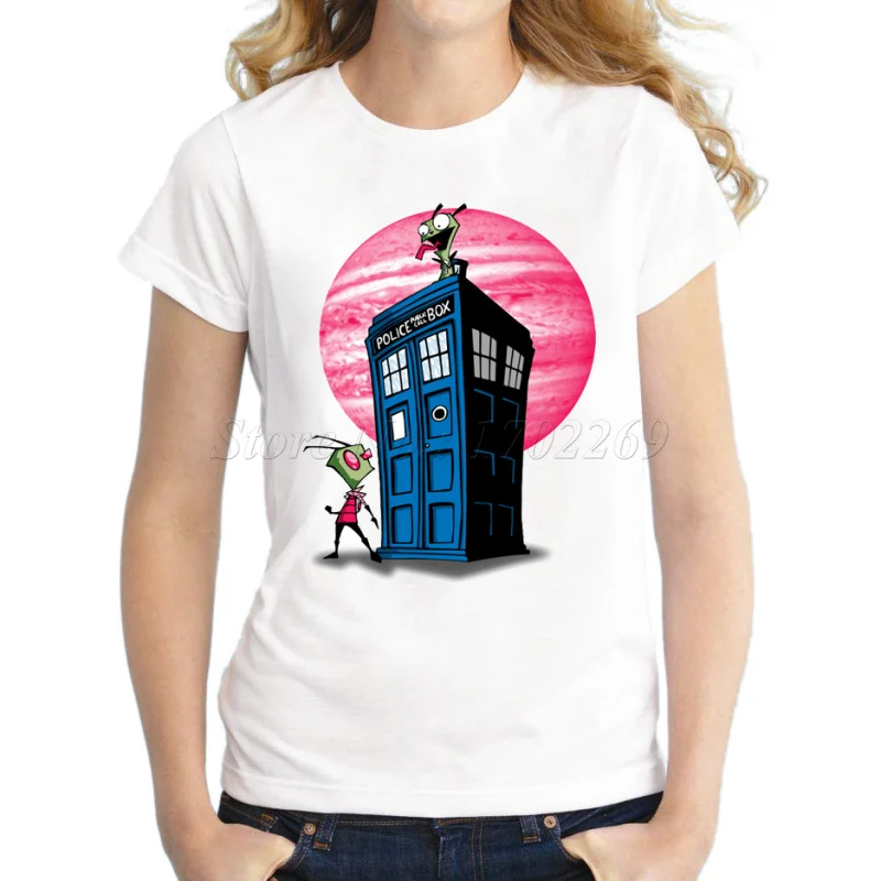 Для девочек синий коробка Spiffs Invader Spiff Женская Повседневная футболка с коротким