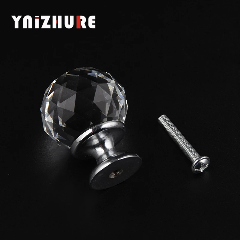 YNIZHURE 30mm Crystal glass ball Shape Design Glass Cupboard Pulls Drawer Knobs | Обустройство дома