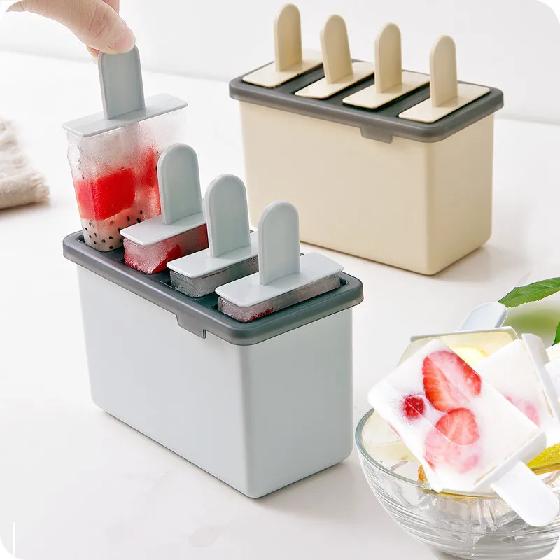 

Creative 4 Cavity DIY Ice Popsicle Maker Homemade Ice Cream Molds Retro Ice Mold Cooking Tools
