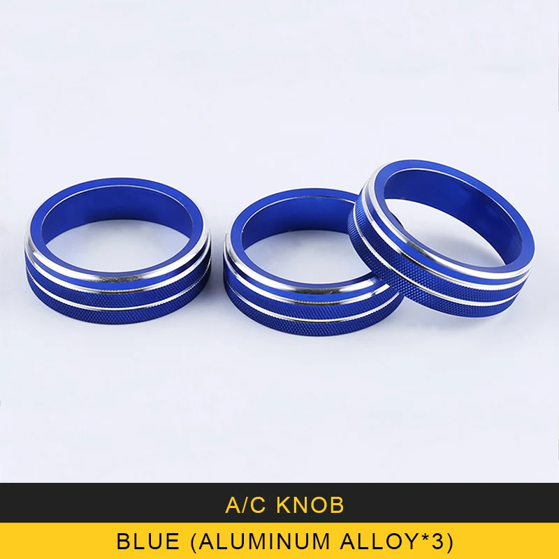 GELINSI Car 3/psc A/C knob cover volume knob frame air condition knob trim Sitcker for Volkswagen Tiguan 2010 - Название цвета: AC knob-blueX3