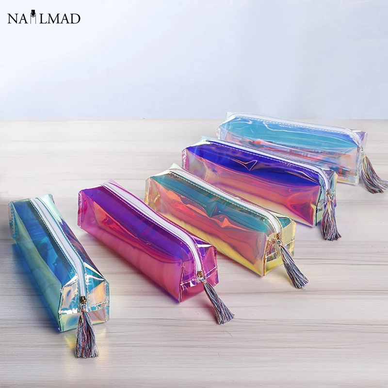 1 шт. голографическая косметичка с кисточкой красочный лазерный чехол для