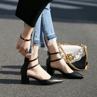 2018 new spring models with thick single shoes female pointed high heels female black heel womens shoes wild summer shoes