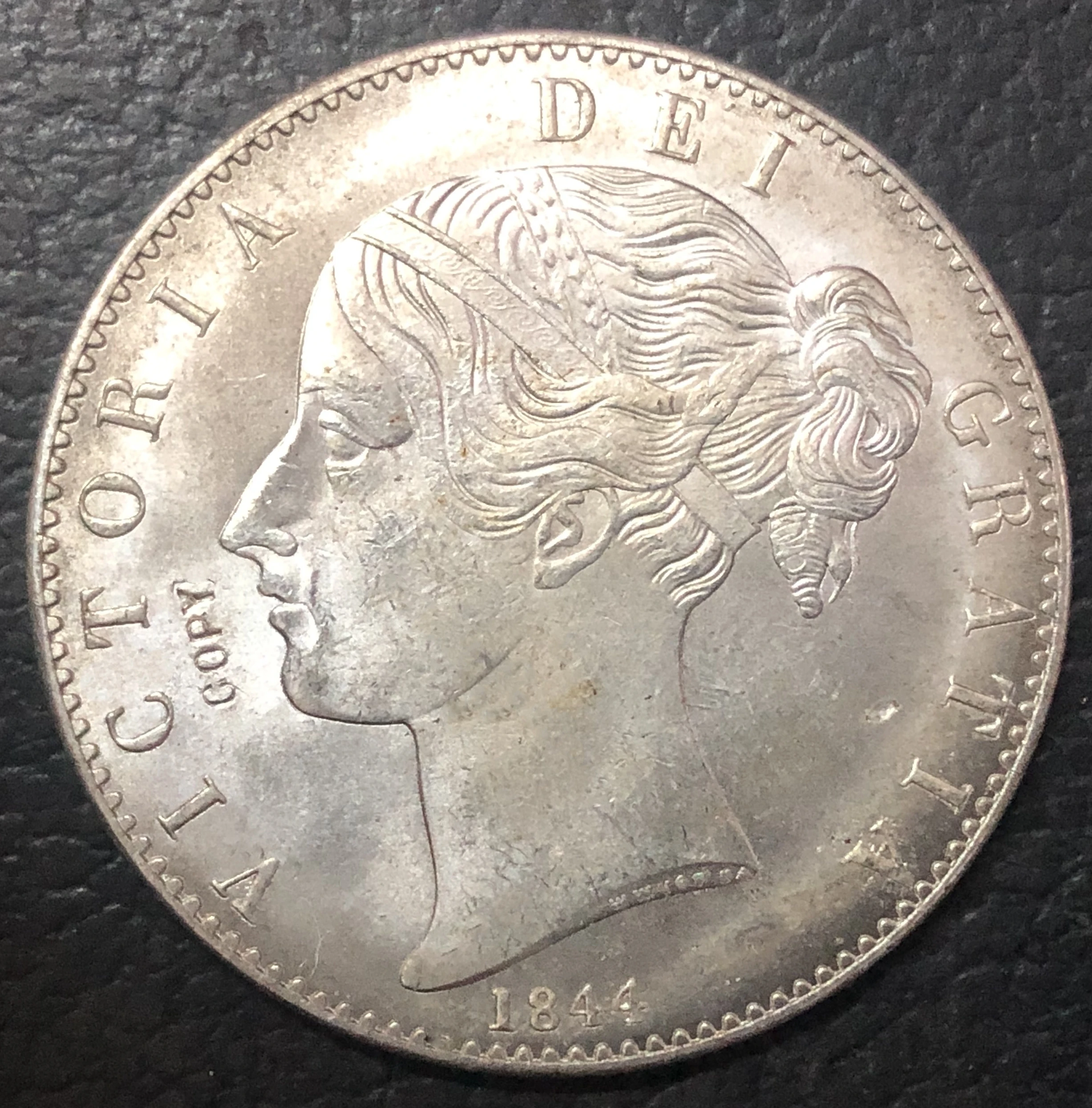 1844 Великобритания 1 Корона-Виктория Посеребренная Имитация монеты