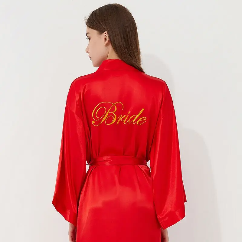 Customize Wedding Bride Bridesmaid Robe Women Silk Satin Kimono Embroider Letters Female Dressing Gown Bachelor Party | Женская одежда