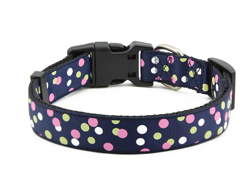 Nylon Dog Collar Adjustable Polka Dots Theme Quick Release Puppy for Small Medium and Large Dogs | Дом и сад