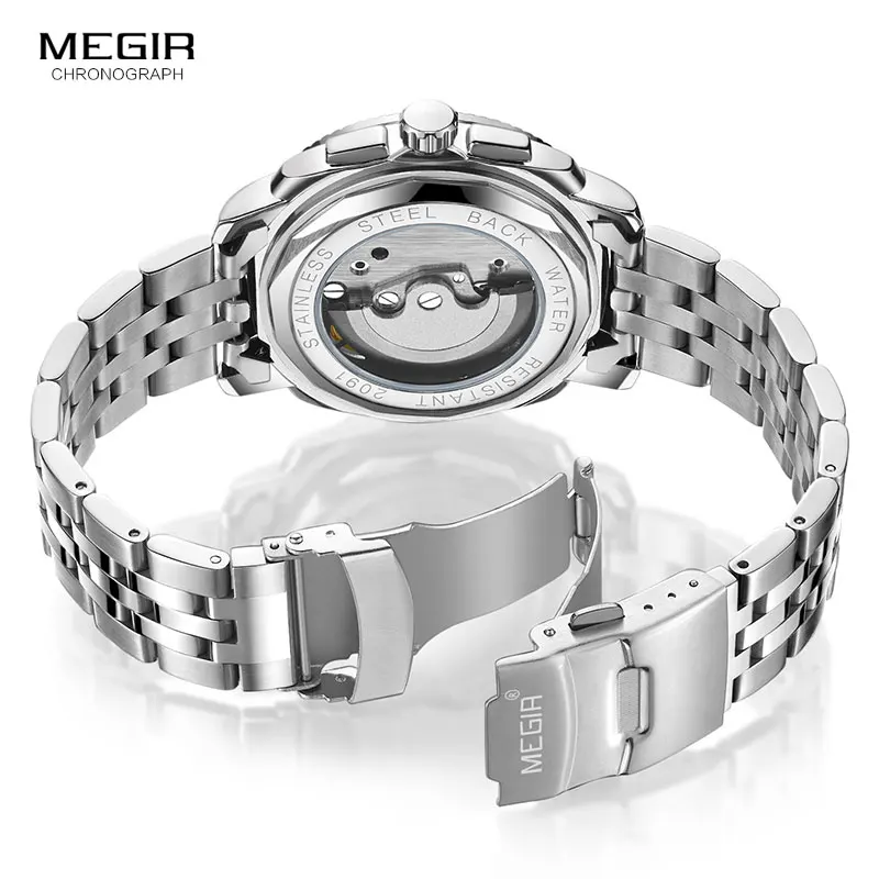 Мужские Стальные кварцевые часы Megir аналоговые наручные Montres с декоративным