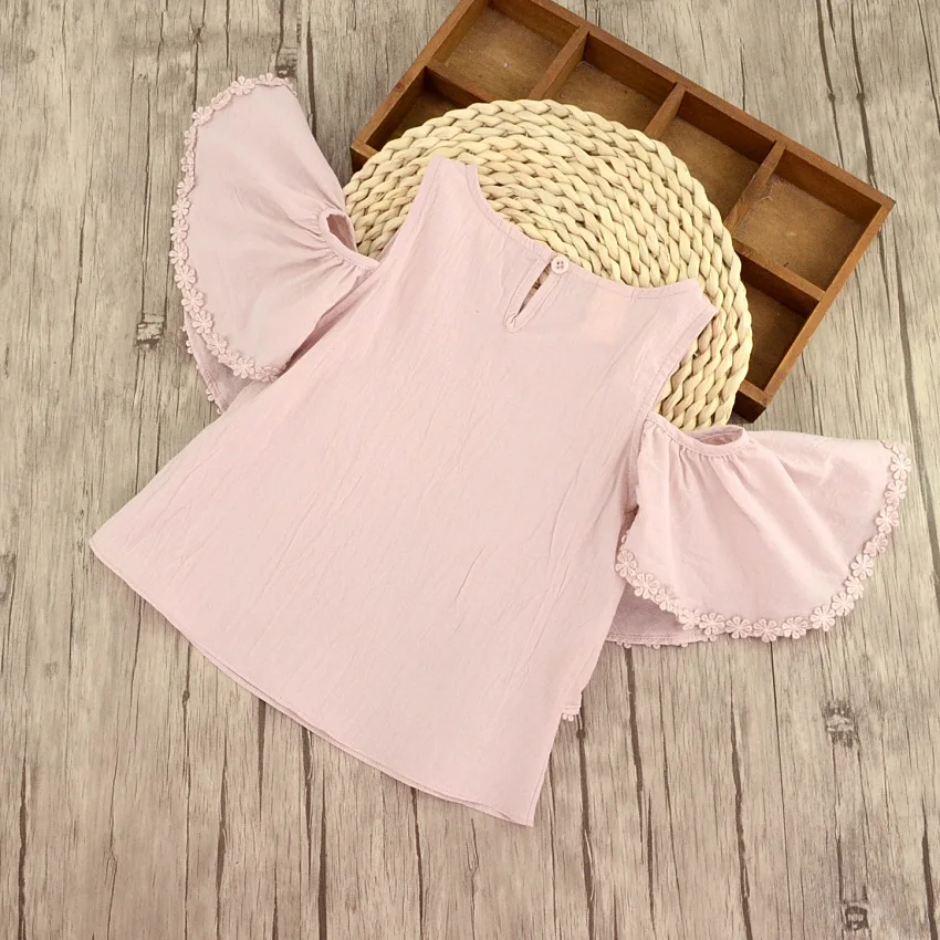 Блузка для девочек хлопковая белая летняя с кружевом 2017 | Мать и ребенок