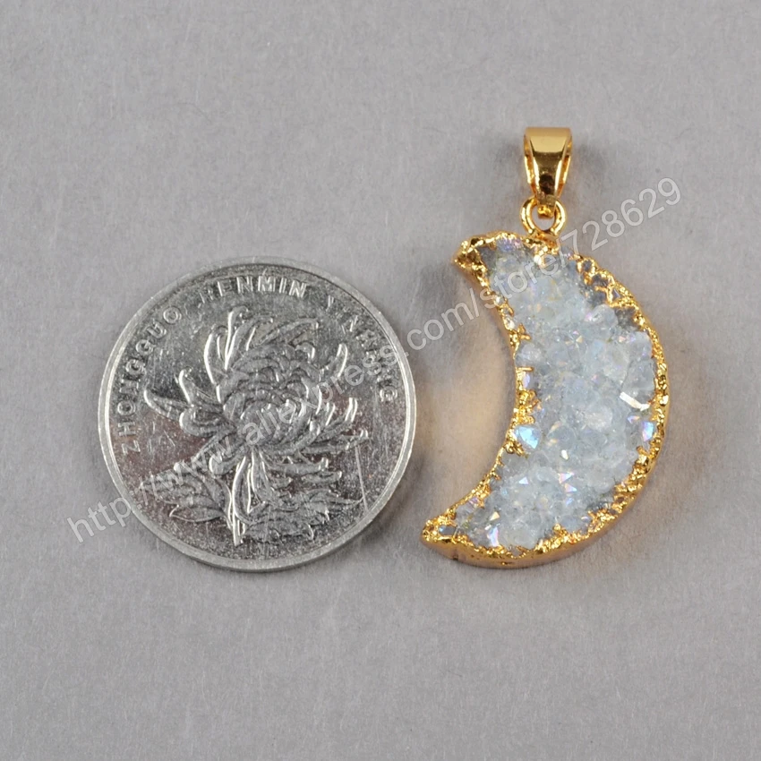 BOROSA 10 шт./лот Новое поступление Модный золотой цвет Луна натуральный кристалл