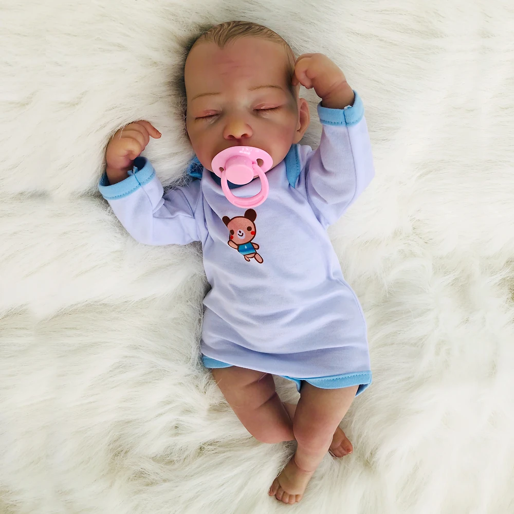 

Кукла реборн Мягкая силиконовая 46 см с закрытыми глазами, Реалистичная Резьбовая бутиковая кукла новорожденного, игрушка для девочек, кукл...