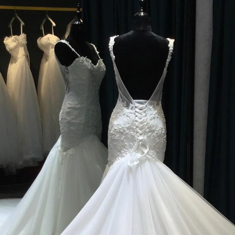 Vestido De Noiva кружева Свадебные платья Русалочки 2018 Милая рукавов спинки развертки