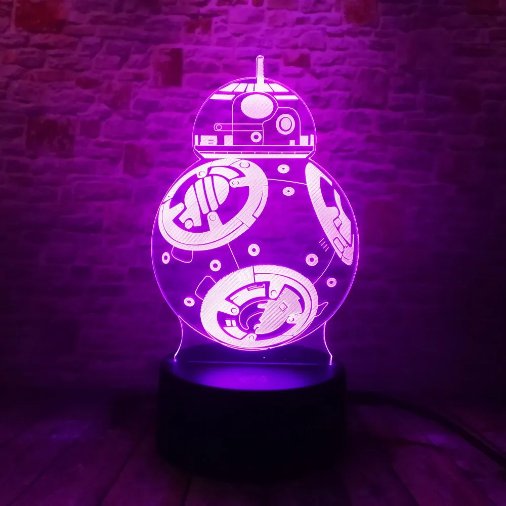 Звездные войны BB-8 шар Робот 3D СВЕТОДИОДНЫЙ Ночник светильник красочный градиент